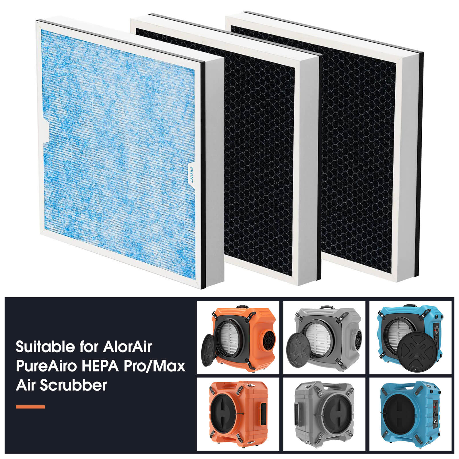 AlorAir HEPA/Activated Carbon Filter 3 - Pack for PureAiro HEPA Pro/Max Air Scrubber – High - Efficiency Replacement Filters - Pure n Natural Systems