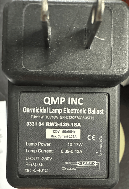 CT - 500 Transformer - QMP605T UV Plug Adapter Electrical Ballast Input 220v/Output 110V (QMP605T/QR - 1384 - QR - 1377) - Pure n Natural Systems