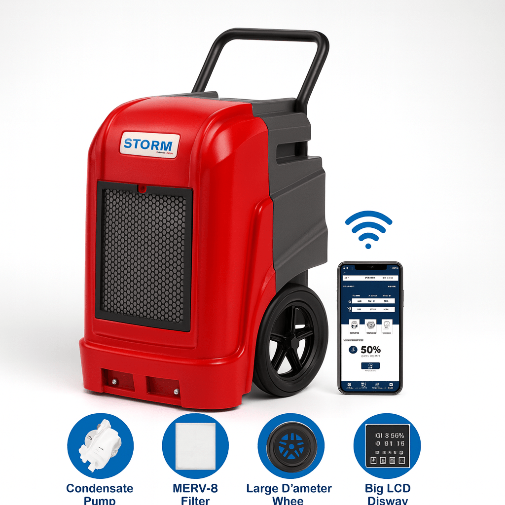 Storm ULTRA Commercial Dehumidifier | 90 PPD Built - In Pump, Wi - Fi App - Pure n Natural Systems