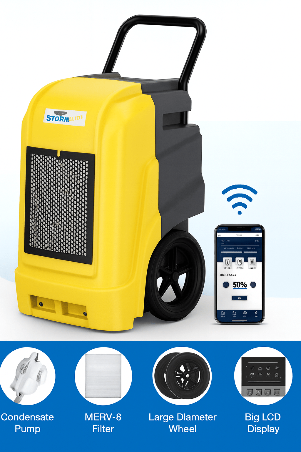 Storm ULTRA Commercial Dehumidifier | 90 PPD Built - In Pump, Wi - Fi App - Pure n Natural Systems