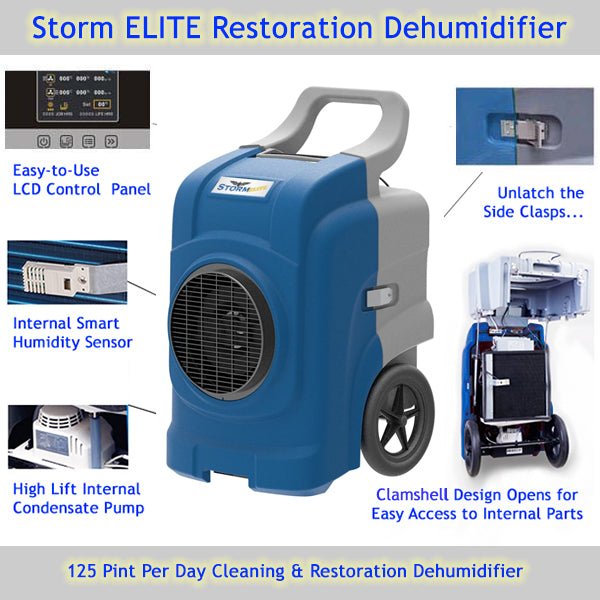 Storm ELITE Dehumidifier | 125 Pint High Capacity Restoration Dehumidifier - Pure n Natural Systems
