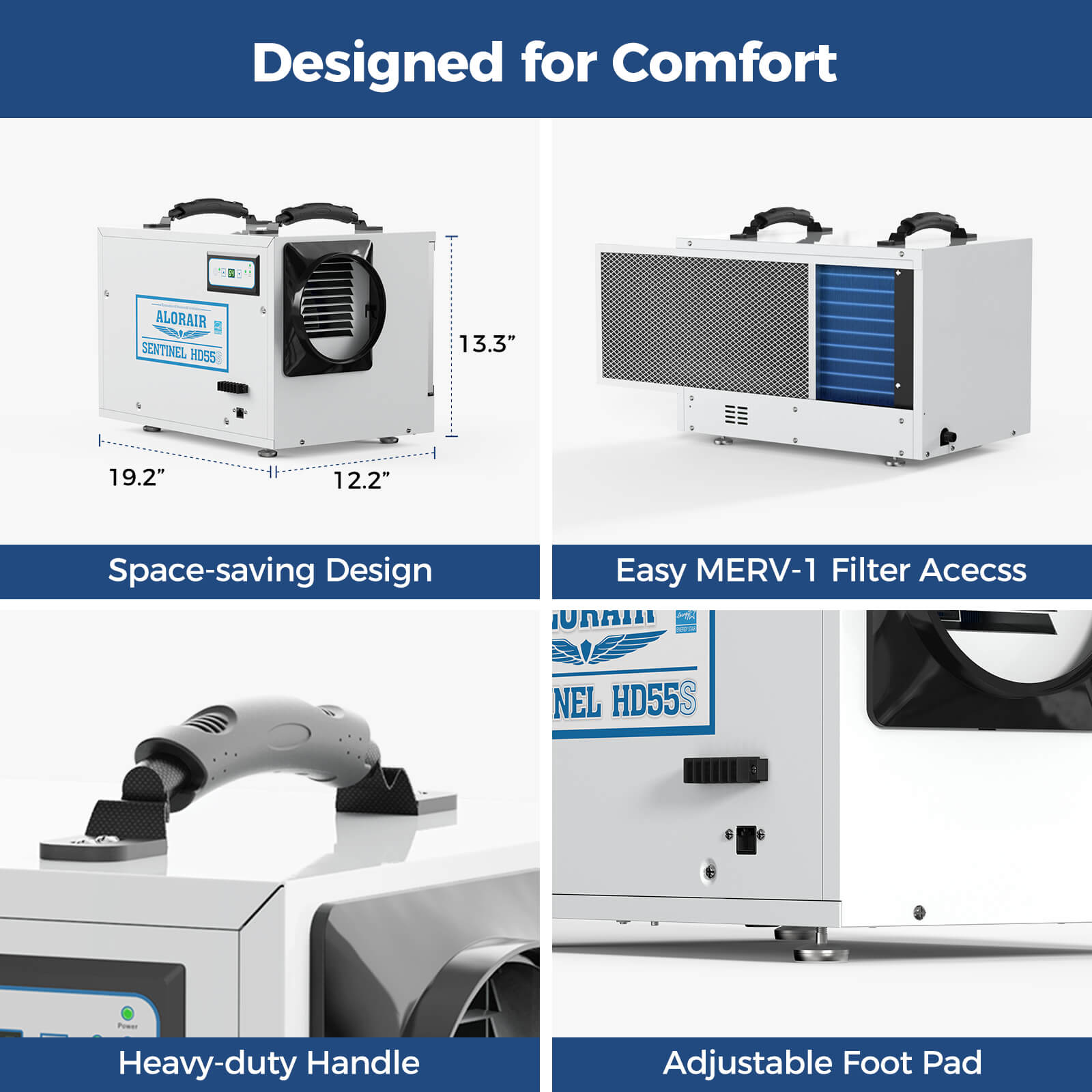 AlorAir Sentinel HD55S Dehumidifier with Wi - Fi | 120 pints per day - Pure n Natural Systems