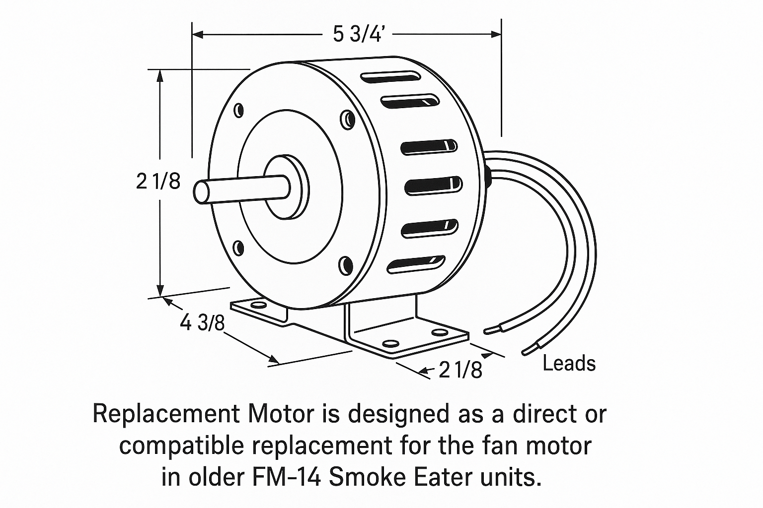 FM - 14 BL435A Replacement Motor – 1/15 HP, 115V, 2 - Speed, 1.1A - Pure n Natural Systems