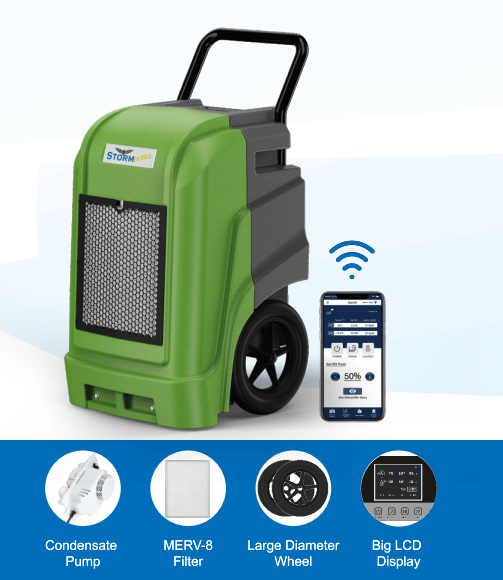 Storm ULTRA Commercial Dehumidifier | 90 PPD Built - In Pump, Wi - Fi App - Pure n Natural Systems