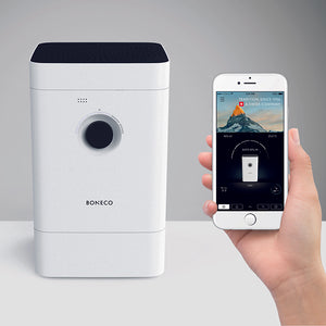 The BONECO H300 Air Purifier and Humidifier can be managed from your smart phone with a downloadable app.