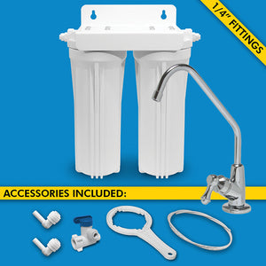 H2O-US2 2-Stage Under Sink Water Filter System with Chrome Faucet