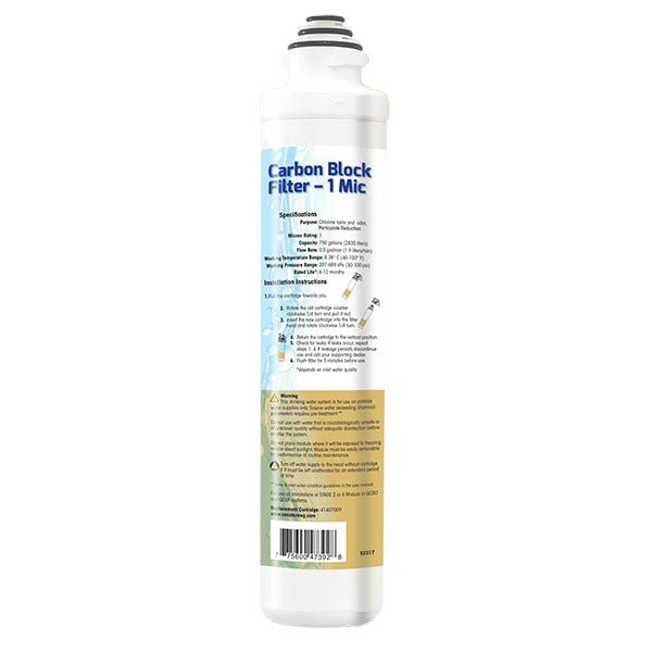 PURE | Quick Connect 1 Micron Carbon Block Filter - 41407009 - Pure n Natural Systems